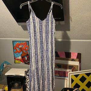 Blue and white long dress